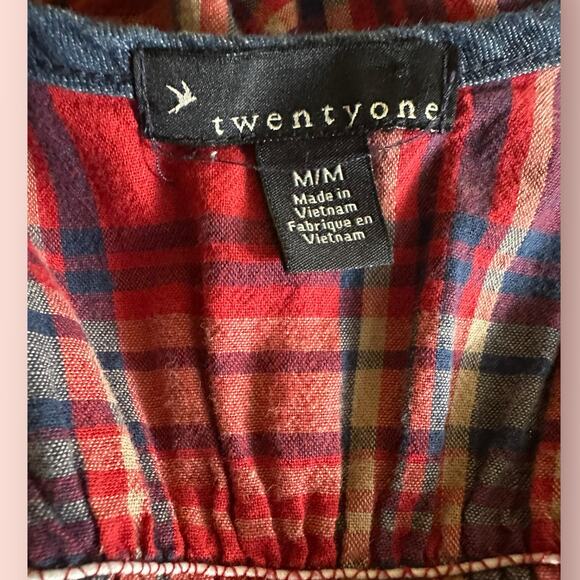 forever 21 y2k plaid grunge bubble tank top button down medium - Picture 3 of 4